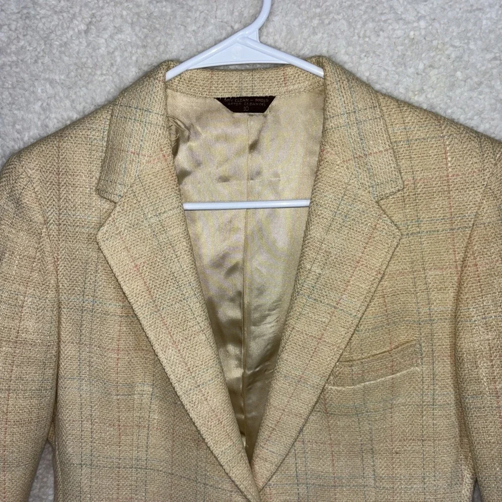 Vtg Country Britches Women Coat Size pit to pit 34Plaid Beige‎